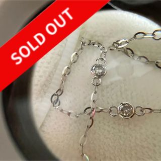 新品未使用　18k WG ブラウンダイヤモンド　ステーションネックレス　QVC(ネックレス)