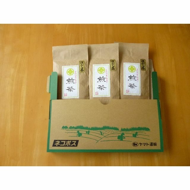 ネコポス便　静岡（森町産）深蒸し煎茶　【煎茶】100ｇ×３本 食品/飲料/酒の飲料(茶)の商品写真