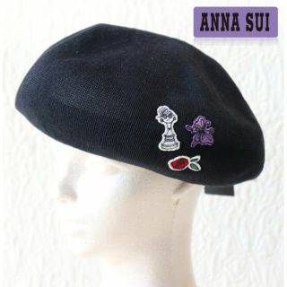 アナスイ(ANNA SUI)のコラボ！新品【アナスイ×ジョシーズランウェイ】ベレー帽 夏帽子 黒 M 調節可能(ハンチング/ベレー帽)