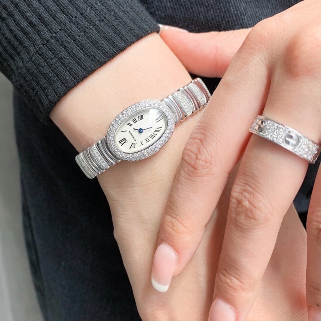 Cartier(カルティエ)の【仕上済】カルティエ ミニベニュワール K18 WG ベゼル&ブレスハーフダイヤ K18WG レディース 腕時計 CARTIER 時計 レディースのファッション小物(腕時計)の商品写真