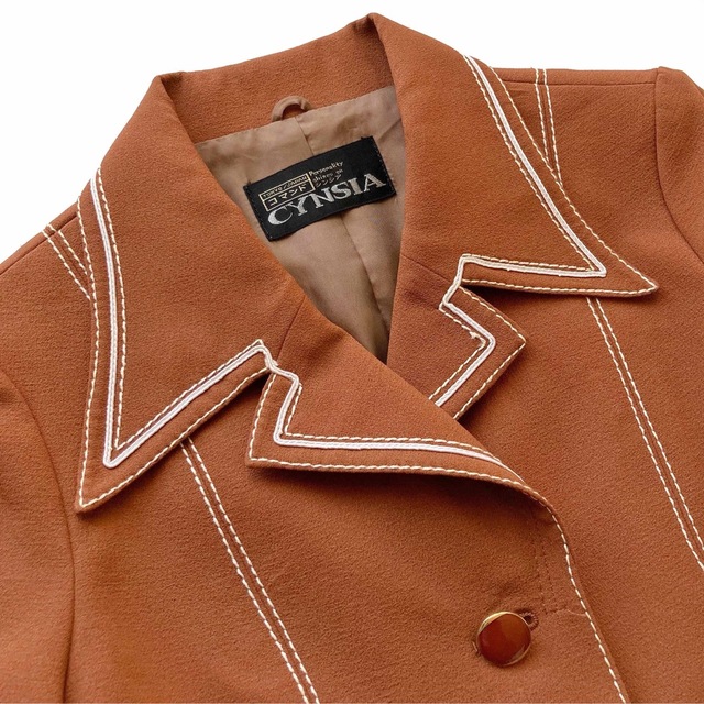 美品 ヴィンテージ オープンカラーシャツ カットソー ブラウン 茶色 半袖 レディースのトップス(シャツ/ブラウス(半袖/袖なし))の商品写真