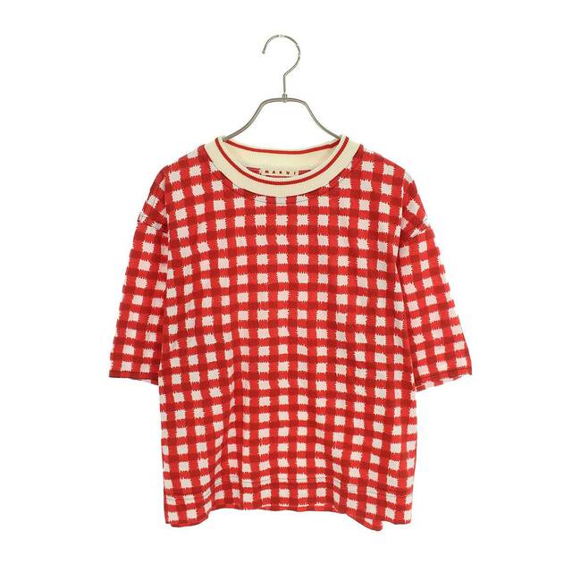 Marni(マルニ)のマルニ  THJET47EL1TCW47 リブネックチェックTシャツ レディース 38 レディースのトップス(Tシャツ(半袖/袖なし))の商品写真