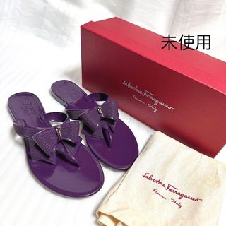 サルヴァトーレフェラガモ(Salvatore Ferragamo)のサルヴァトーレフェラガモ　リボン　ラバー　サンダル　フラットシューズ　靴　未使用(ハイヒール/パンプス)