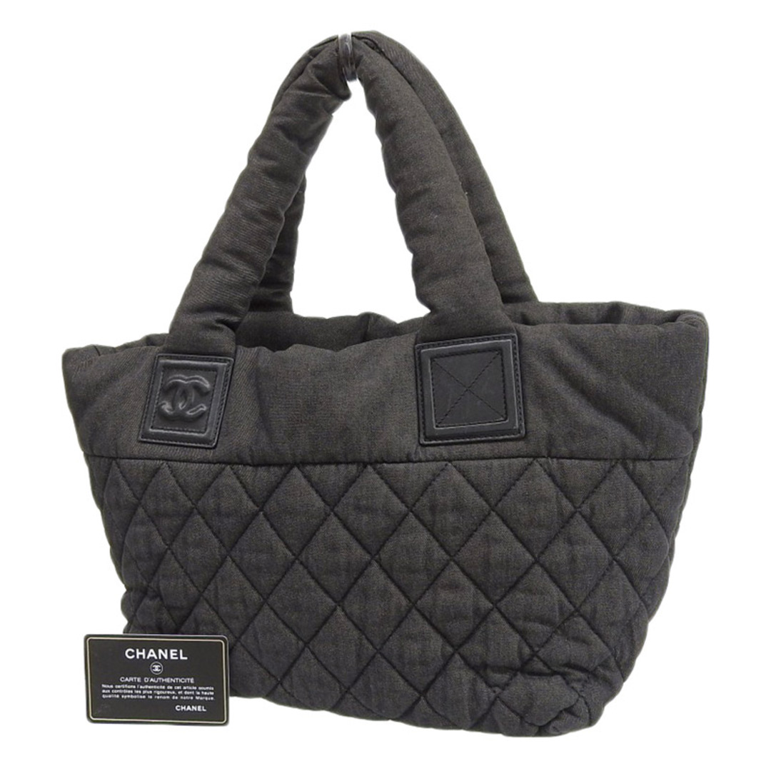 シャネル CHANEL コココクーンMM トートバッグ デニム レザー ダークグレー ブラック A48611  新入荷 CH0836