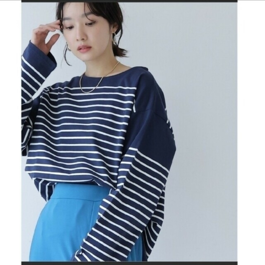 RayCassin(レイカズン)のビッグパネルボーダーTシャツ レディースのトップス(トレーナー/スウェット)の商品写真