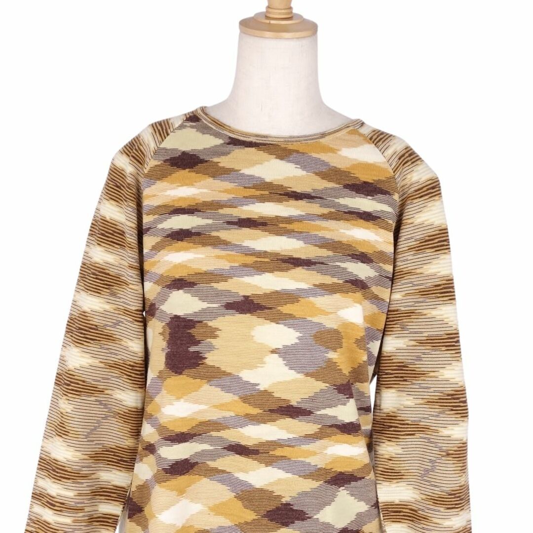 美品 ミッソーニ MISSONI セットアップ スカートスーツ ニット セーター スカート 総柄 ウール レディース ニット：46 スカート：44 ベージュ/ブラウン レディースのフォーマル/ドレス(スーツ)の商品写真