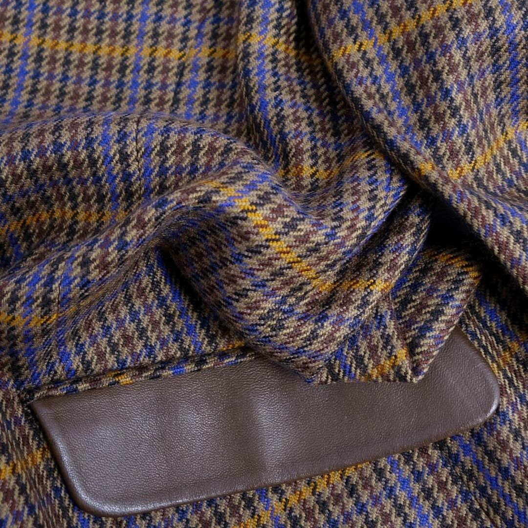 BURBERRY(バーバリー)の美品 Vintage バーバリー Burberrys ジャケット 襟レザー ウール シルク チェック アウター レディース 9AR(M相当) ブラウン レディースのジャケット/アウター(ピーコート)の商品写真