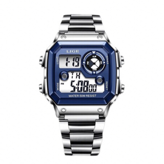LIGE LG8921C メンズ腕時計 スクエア 防水(腕時計(デジタル))