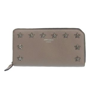 アザー(other)のジミーチュウ JIMMY CHOO ラウンドファスナー 長財布 スタースタッズ レザー グレー 長財布 CARNABY 中古 新入荷 OBB0502(財布)