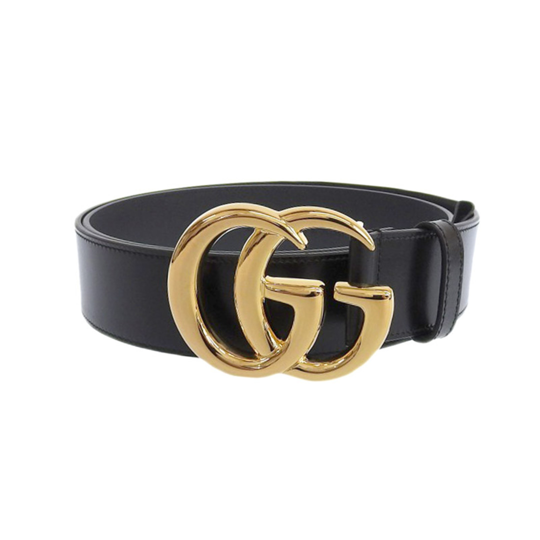 Gucci(グッチ)のグッチ GUCCI GGマーモント ベルト レザー ブラック シャイニーバックル ゴールド金具 95/38 406831 美品 新入荷 GU0505 メンズのファッション小物(ベルト)の商品写真