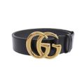 グッチ GUCCI GGマーモント ベルト レザー ブラック シャイニーバックル ゴールド金具 95/38 406831 美品 新入荷 GU0505