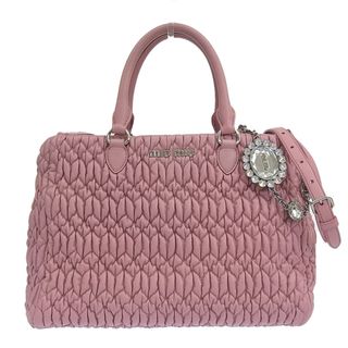 アザー(other)のミュウミュウ MIUMIU ナッパクリスタル 2WAYバッグ ハンドバッグ ショルダーバッグ レザー ピンク 5BA958 中古 新入荷 OB1450(ハンドバッグ)