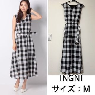 イング(INGNI)の新品❤️INGNI ノースリギャザーワンピース　チェック　イング(ロングワンピース/マキシワンピース)