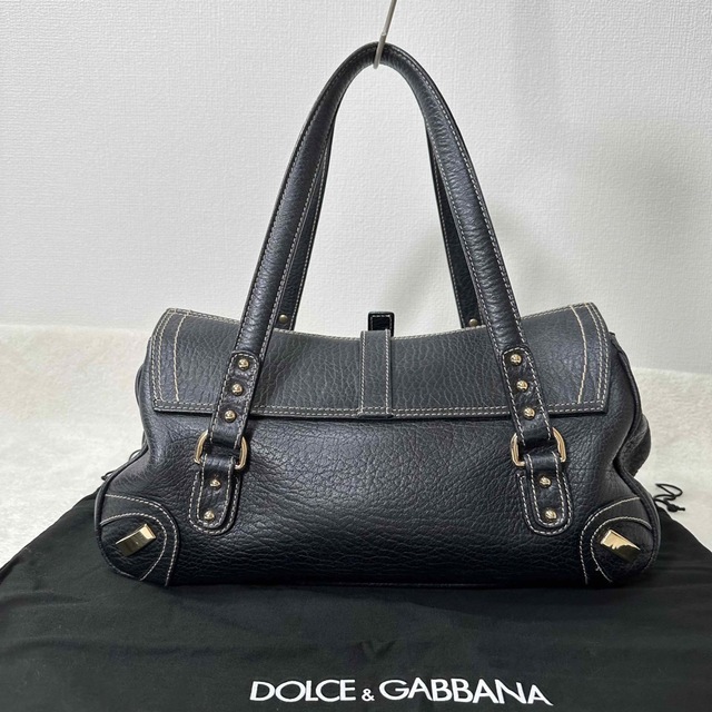 DOLCE&GABBANA ショルダーバッグ ブラック レザー 金