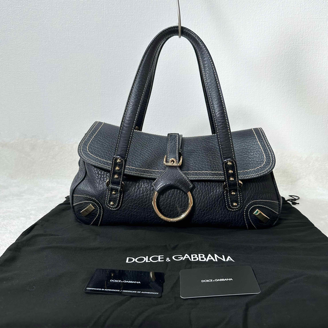 DOLCE&GABBANA ショルダーバッグ ブラック レザー 金