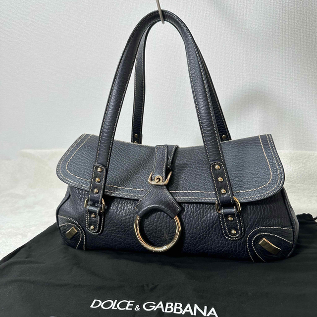 DOLCE&GABBANA - DOLCE&GABBANA ショルダーバッグ ブラック レザー 金