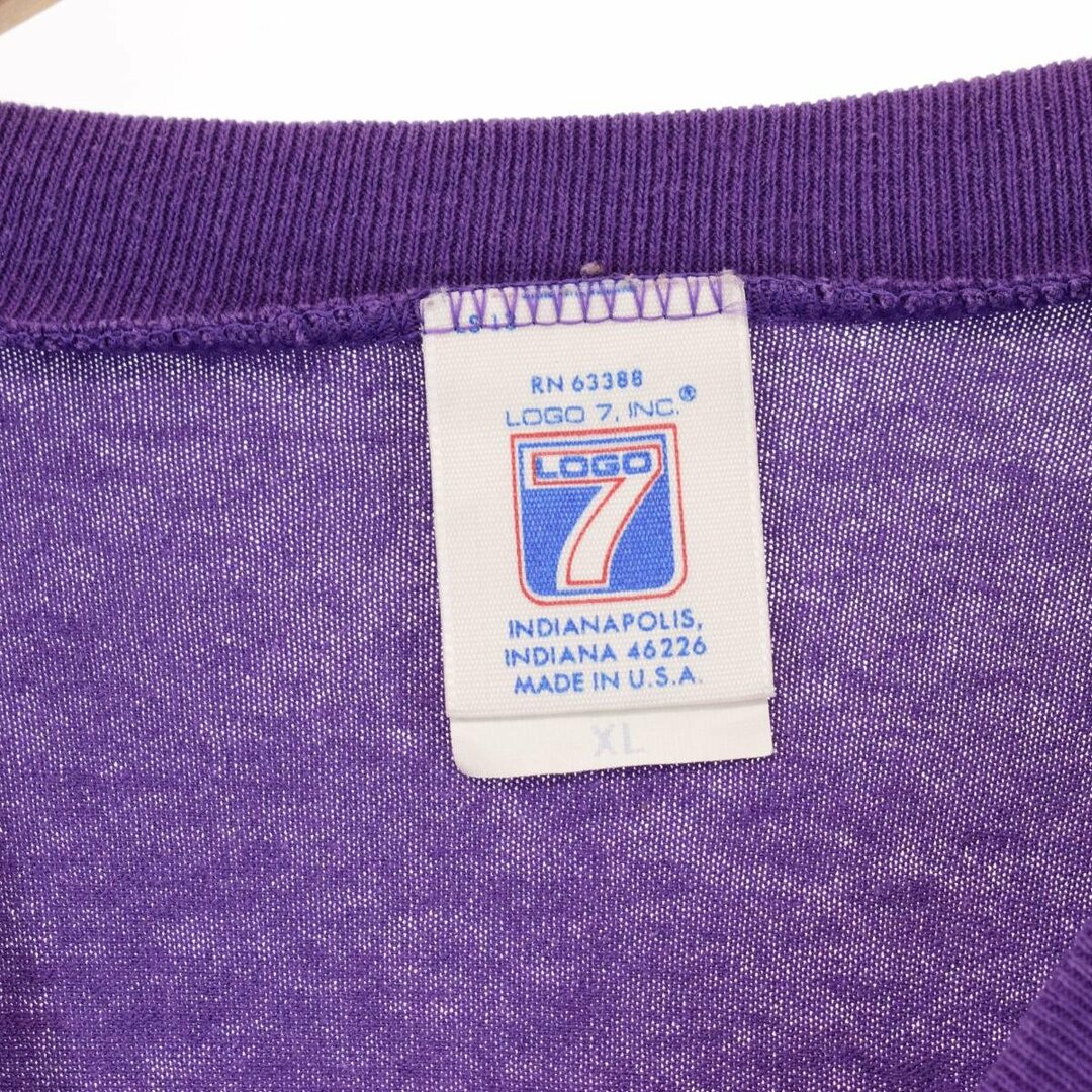 古着 90年代 LOGO7 NFL MINNESOTA VIKINGS ミネソタバイキングス Vネック スポーツプリントTシャツ USA製 メンズXL ヴィンテージ /eaa326533 メンズのトップス(Tシャツ/カットソー(半袖/袖なし))の商品写真