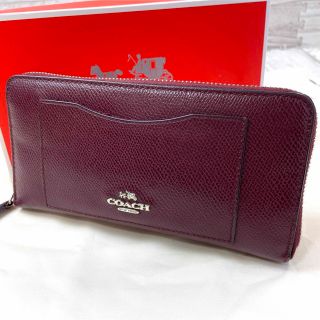 コーチ(COACH)のCOACH コーチ ✨ 長財布 ラウンドファスナー レザー ワインレッド(財布)