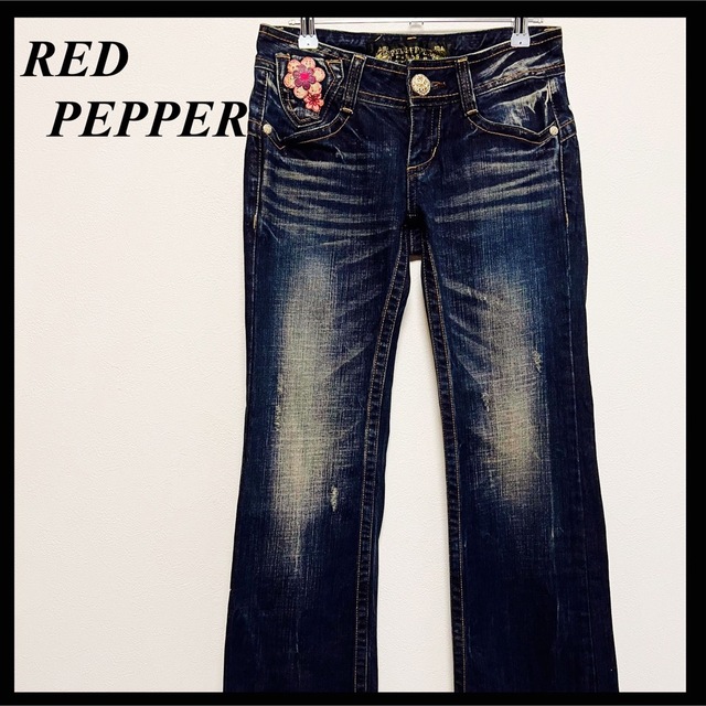 美品　レッドペッパー　RED PEPPER デニム　バギー　花柄