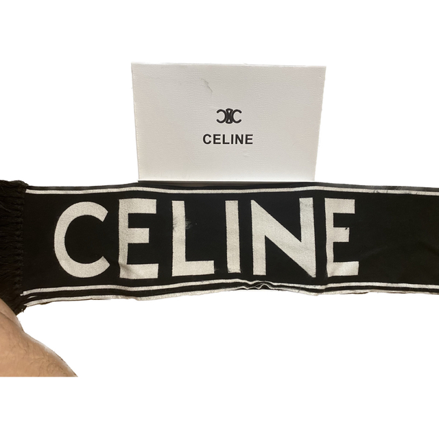 CELINE ウール&カシミア ロゴ スカーフ