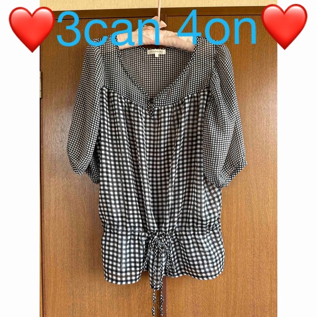 3can4on(サンカンシオン)の❤️3can 4on❤️ワールド❤️リボンチェック❤️シアートップス❤️ レディースのトップス(シャツ/ブラウス(半袖/袖なし))の商品写真