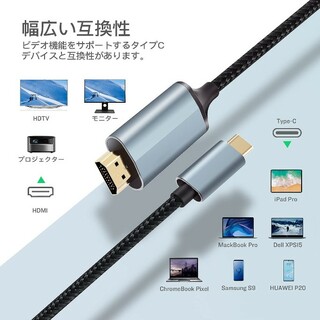 4K USB C HDMI 変換 ケーブル Type C HDMI アダプタ,