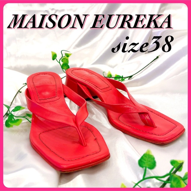 MAISON EUREKA トングヒールサンダル　ピンク　本革　38 | フリマアプリ ラクマ