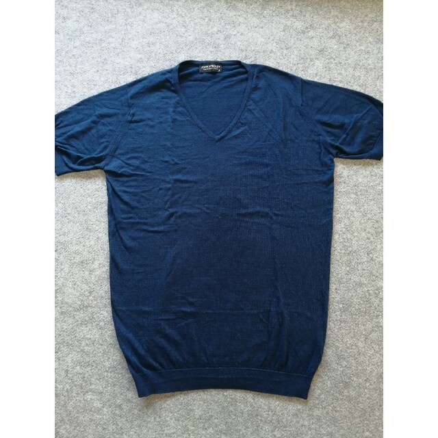 JOHN SMEDLEY ジョンスメドレー コットン Vネック Tシャツ ブルー