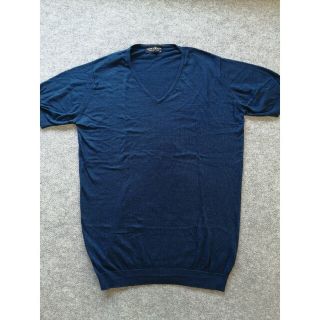 ジョンスメドレー(JOHN SMEDLEY)のJOHN SMEDLEY ジョンスメドレー コットン Vネック Tシャツ ブルー(Tシャツ/カットソー(半袖/袖なし))