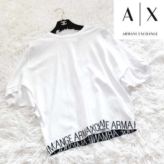 【ARMANI EXCHANGE】 A/X  裾ロゴカットソー ホワイト S
