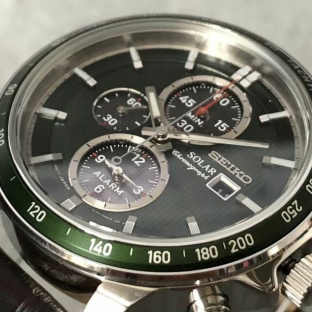 SEIKO(セイコー)のセイコー クロノグラフ ソーラー 革バンド 100M防水 メンズ腕時計 309 メンズの時計(レザーベルト)の商品写真