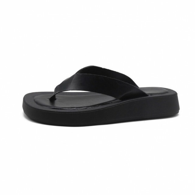 厚底 プラットフォーム サンダル 黒 37 フラット 靴 春物 夏物 フレーム レディースの靴/シューズ(サンダル)の商品写真