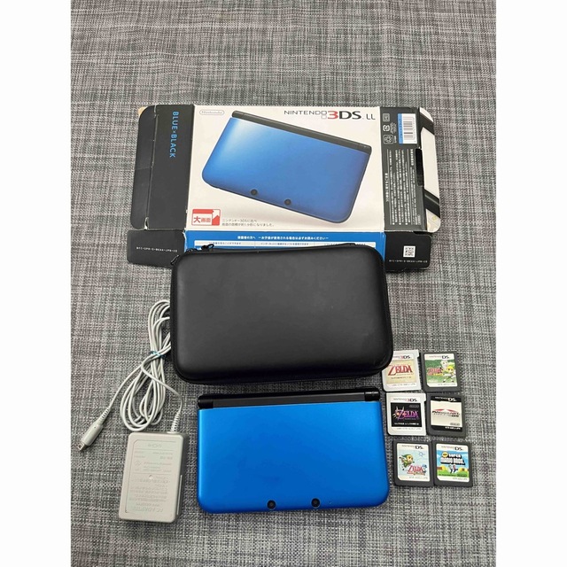 美品ニンテンドー3DS LL ブルー本体 任天堂 動作品 カセット6個付き