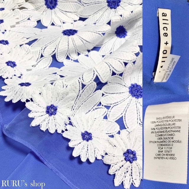 【未使用超レア品】Alice＋Oliviaお花モチーフ刺繍シルクワンピース 黒