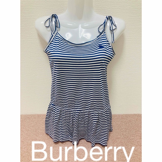 BURBERRY BLUE LABEL(バーバリーブルーレーベル)の美品☆Burberryバーバリー☆ レディース　キャミソール　Mサイズ　ボーダー レディースのトップス(キャミソール)の商品写真