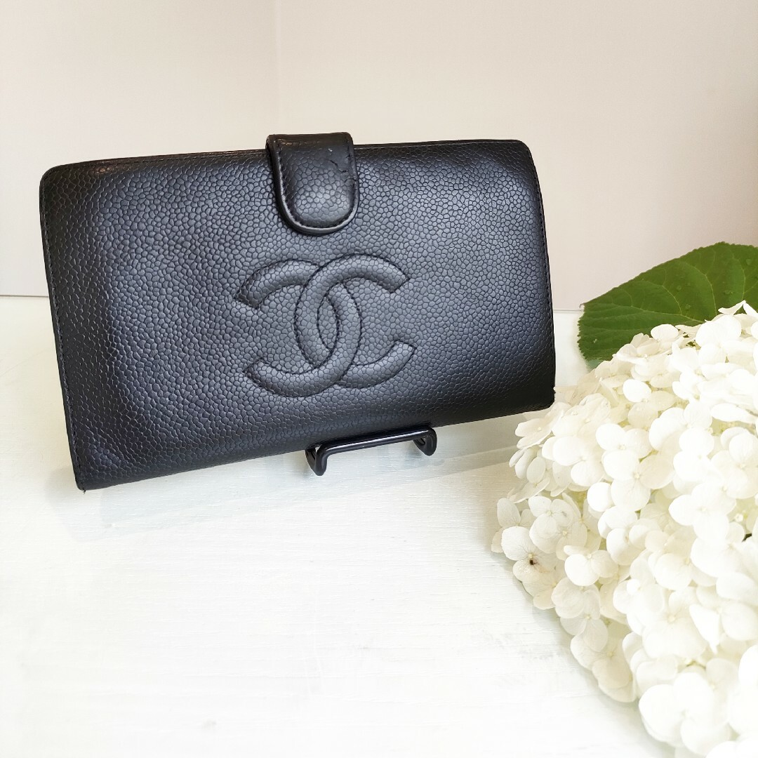 シャネル【専用】CHANEL キャビアスキン ココマーク レザー長財布