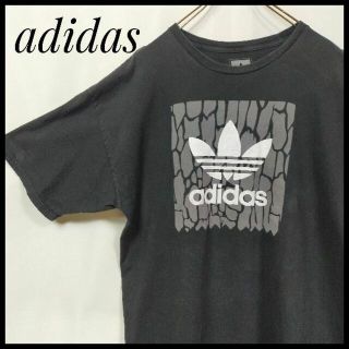 アディダス(adidas)のアディダス　半袖Ｔシャツ　ビッグプリント　デカロゴ　ゆるだぼ　トレフォイル　黒色(Tシャツ/カットソー(半袖/袖なし))