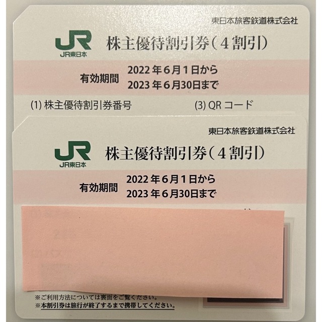 JR東日本　株主優待　4割引　2枚