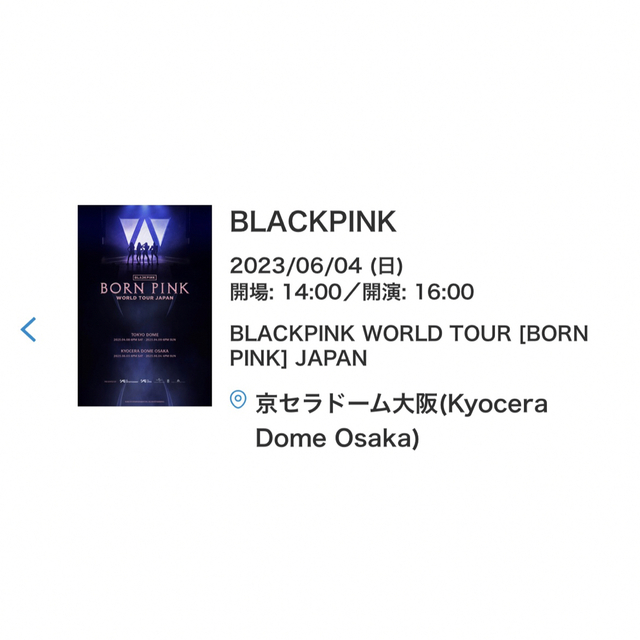 blackpink 6/4 プレミアシート2枚 チケットの音楽(K-POP/アジア)の商品写真