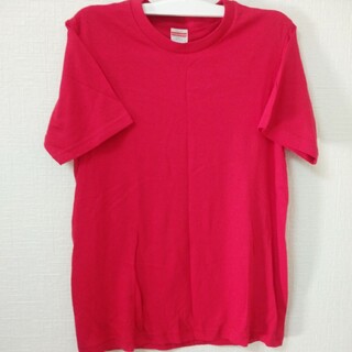 無地赤色Lサイズ半袖テーシャツ(Tシャツ/カットソー(半袖/袖なし))