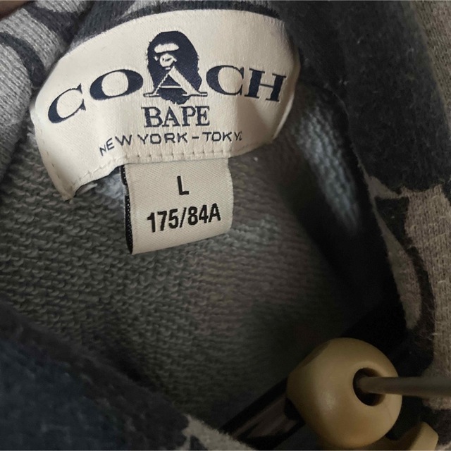 A BATHING APE×COACH/パーカー/L/コットン/グレー
