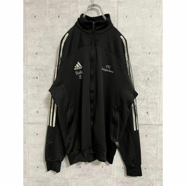 adidas アディダストラックジャケット黒ジャージスリーライン US古着