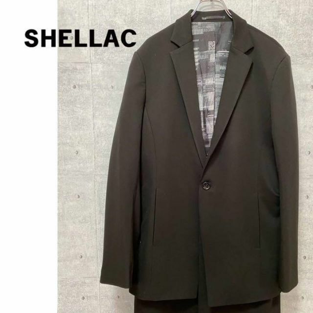 【美品】SHELLAC（シェラック）ロングコート　裏柄生地シンプル　Lサイズ