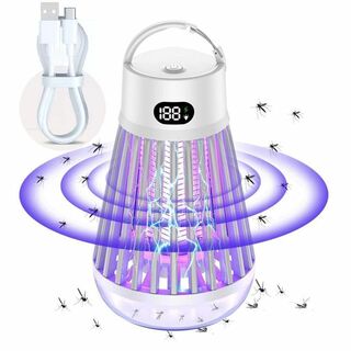 電撃殺虫器 電気蚊取り器 UV光源吸引式 USB充電式 防水 LEDランタン