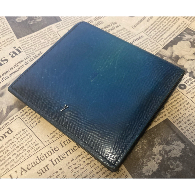 YUHAKU / ユハク 薄型二つ折り財布 ウォレット ブルー YEV122