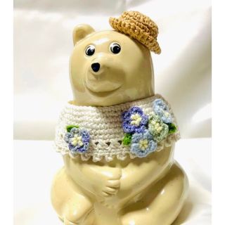 シロクマ貯金箱　麦わら帽子とお花のスヌード　セット(その他)