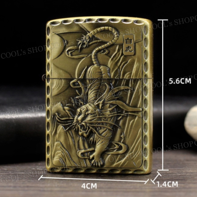 四神 リューター加工 デザイン オイルライター 4点セット ZIPPO 同型 金