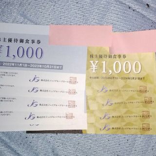 ジェイグループHD　株主優待　9000円分 かんたんラクマパック発送(レストラン/食事券)