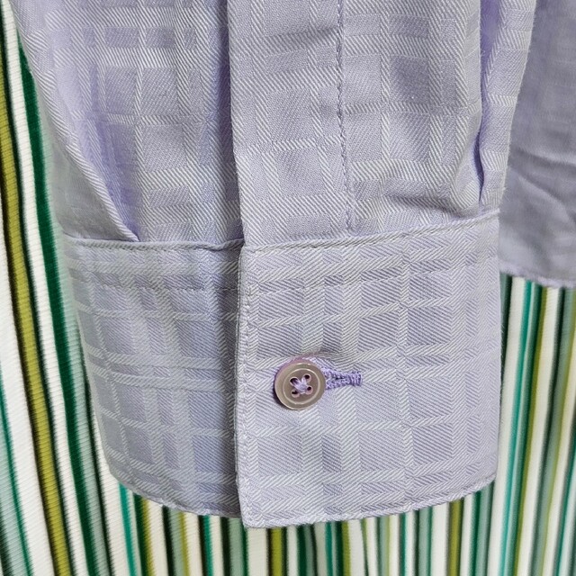 レディース　ワイシャツ　長袖(紫・チェック) レディースのトップス(シャツ/ブラウス(長袖/七分))の商品写真