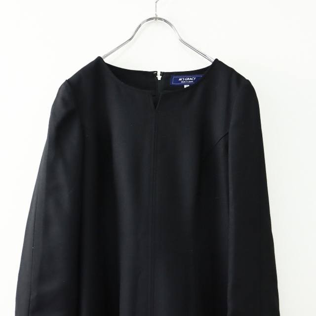 M'S GRACY(エムズグレイシー)の2020AW M'S GRACY エムズグレイシー 裾ティアードフリル ウール混 ワンピース 40/ブラック 黒 ドレス【2400013356541】 レディースのワンピース(その他)の商品写真